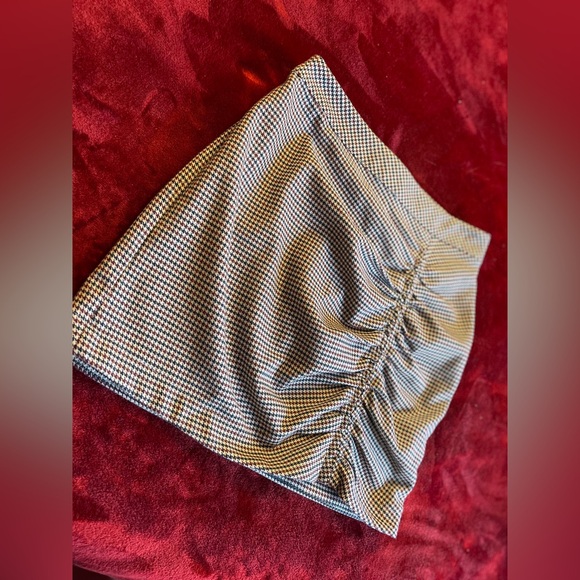 Free People Houndstooth Skirt summer minimalist Brown Size 0 Neutral Soft - Picture 3 of 6